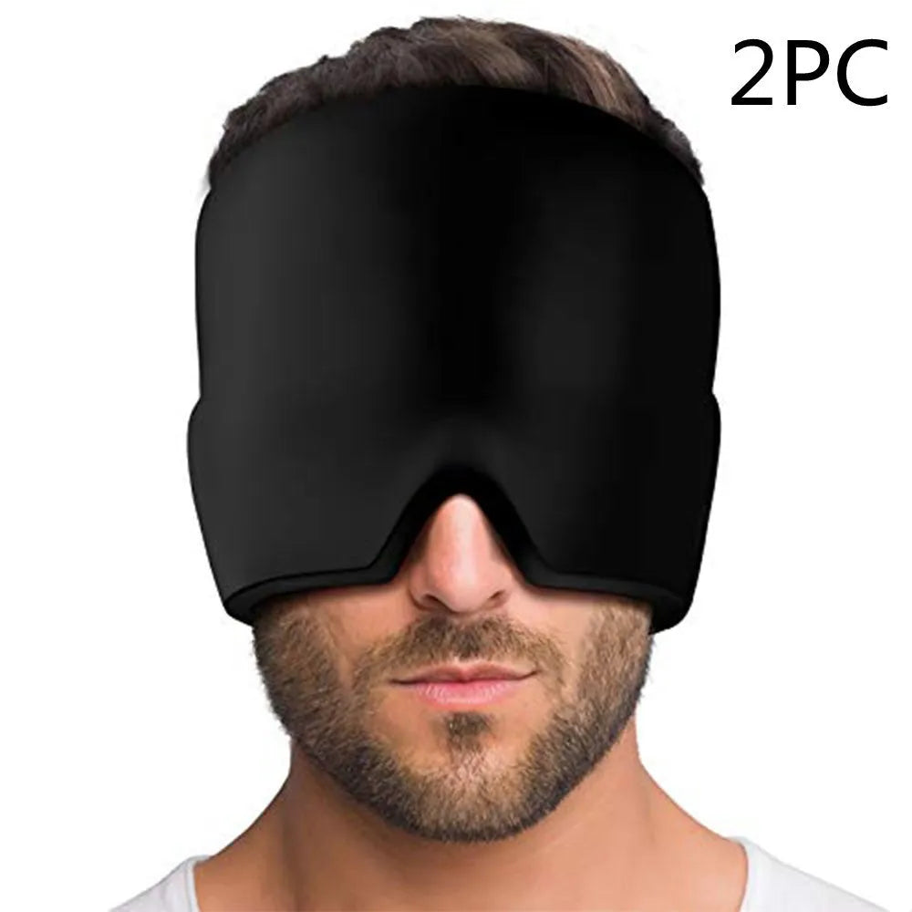 Black elastic cloth gel eye mask for headache relief cold compress