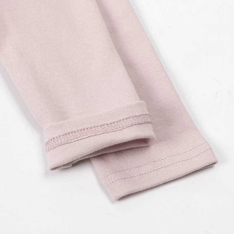 Children's cotton long sleeve bottoming shirt round neck solid colour neutral for spring autumn