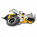 Pair of large zinc alloy Big Bee car bumper stickers showing front design and colour options.