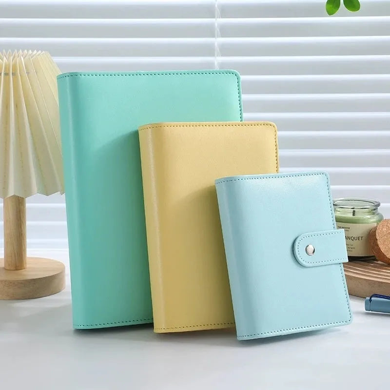 Solid colour A5 PU leather zippered loose-leaf binder notebook shell on a desk