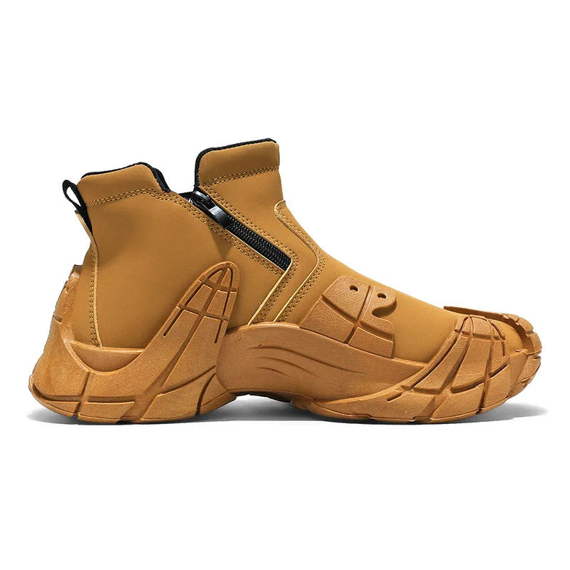 Men's breathable mesh solid colour casual running shoes in camel, black, and gray, sizes 39-45