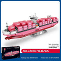 Freighter container ship building blocks in pink colour for teenager assembly