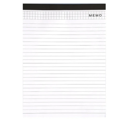 A4 tearable notebook with a paper cover and ivory white grid pages, showing adhesive binding.