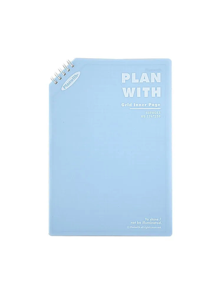 Salt series artsy student draft notebook in A5 and B5 sizes with plaid blue or white cover options.