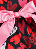 Black Valentine's Day full printed love dress for pet dog or cat in princess style made of polyester
