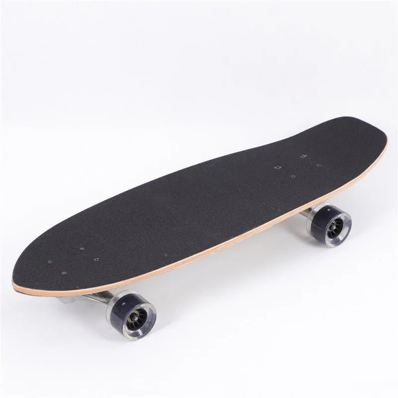 White wooden street scooter with maple construction and 31 inch deck length