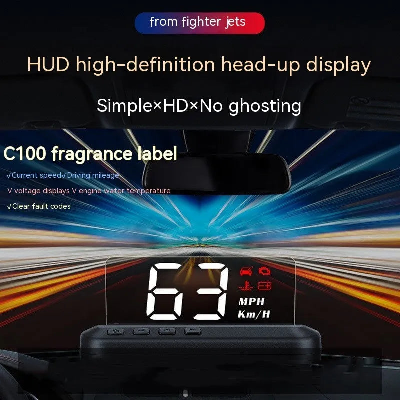 Black car head up display HUD unit with OBD cable and 2-inch screen