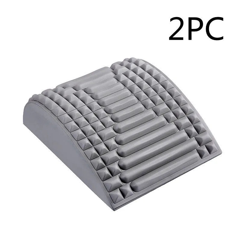 Blue EVA foam back stretcher pillow for lumbar support and acupressure massage.