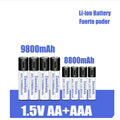 USB rechargeable AA AAA battery 1.5V with 1500 cycles and 9800mAh capacity