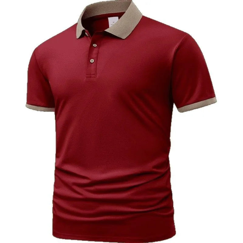 Summer polo shirt in ice silk polyester with short sleeves and flocking detail