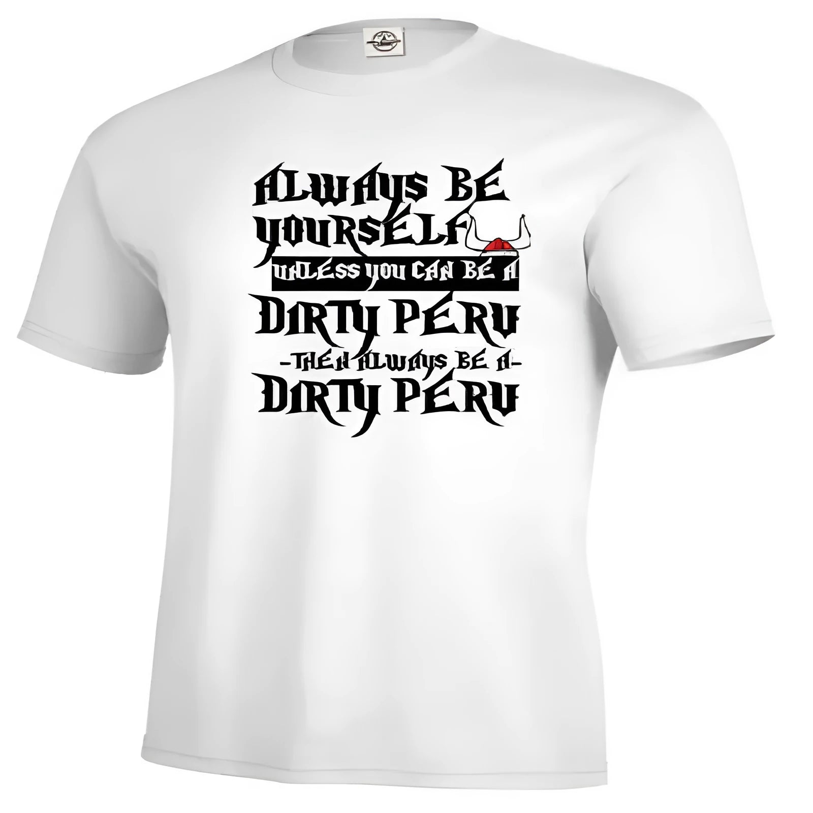 Men's solid white short sleeve casual top with a straight-cut fit, shown on a model.
