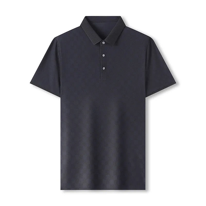 Rhombus thin ice silk short sleeve t-shirt in black with a slit detail on the hem.