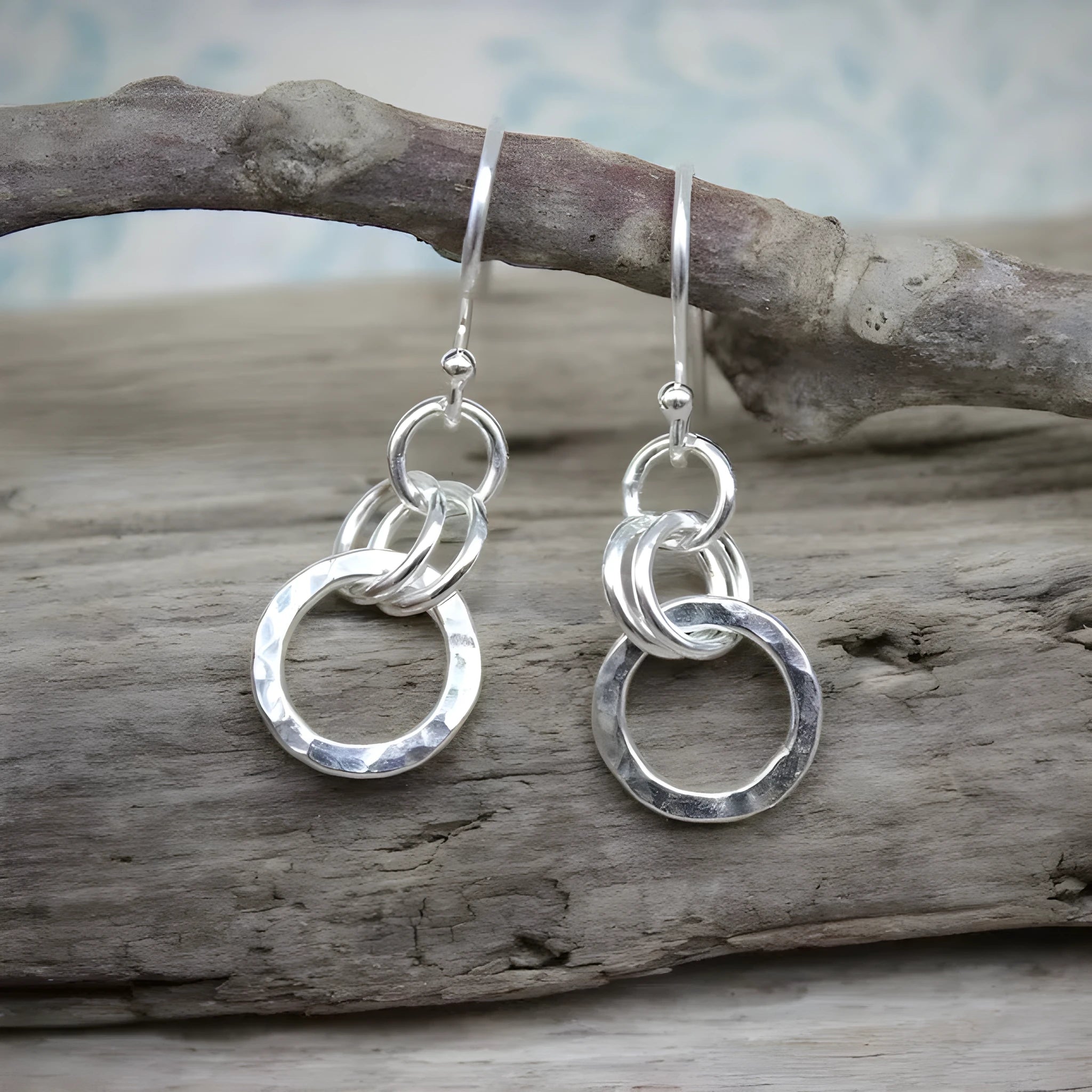 Round ring earrings retro minimalist geometric shape silver electroplated zinc alloy