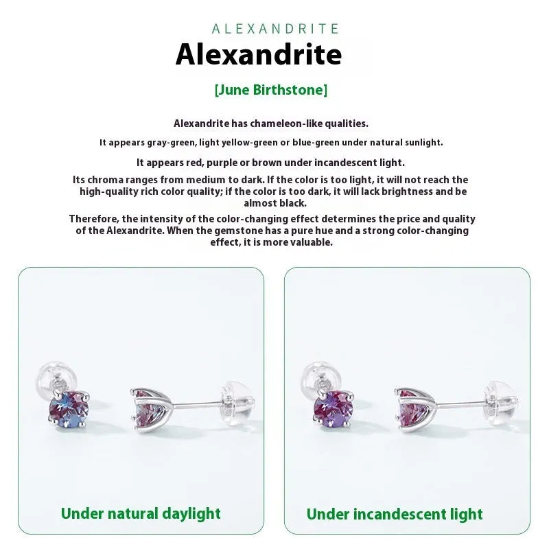 Simple geometric Alexander Stone ear studs in 925 silver with round design.