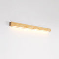 Walnut-coloured minimalist log strip wall lamp mounted on a wall.