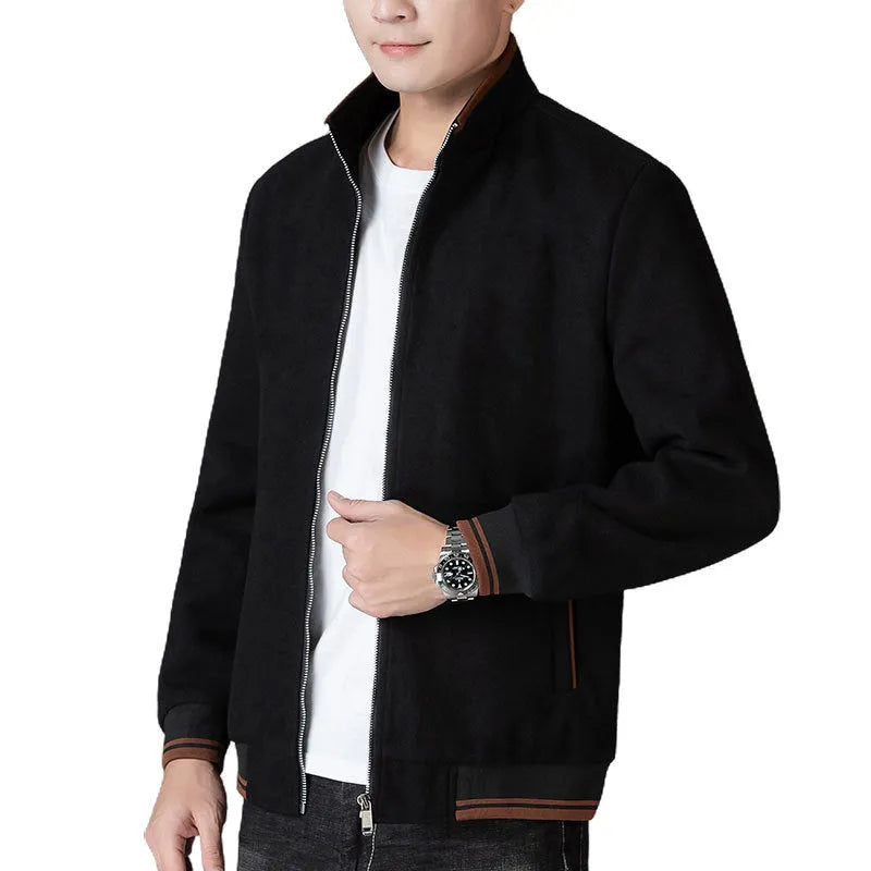 Men's grey sport-style fleece jacket with stick pocket and long sleeves for autumn wear