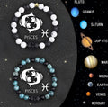 Set of two beaded bracelets with natural stone beads on an elastic cord, representing zodiac signs.