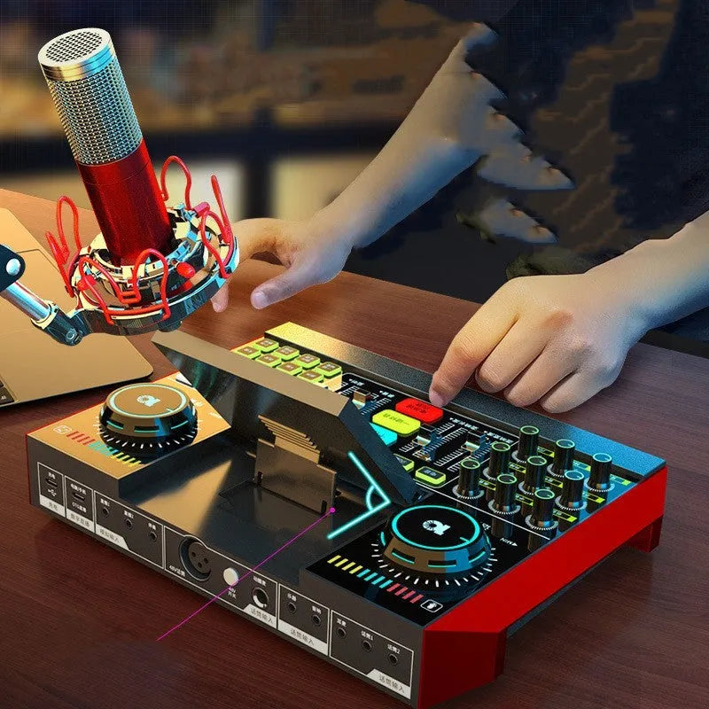 Black G10 computer karaoke sound card with 5.1 channels and Bluetooth 5.0