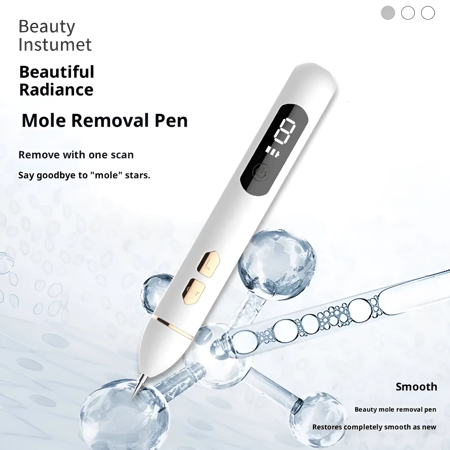 USB electric home beauty laser fleck removal pen with ABS stainless steel body, thick and thin needles, in white box