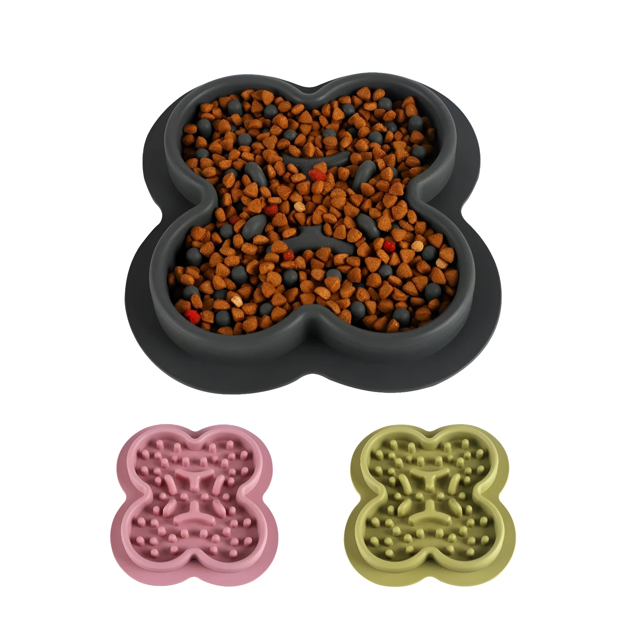 Silicone pet licking pad for cats and dogs with textured surface and non-slip base