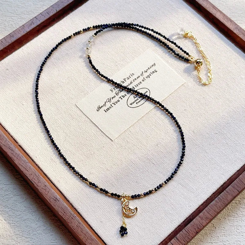 Women's blue sand stone bracelet with three gold-coloured rings in multi-layer design