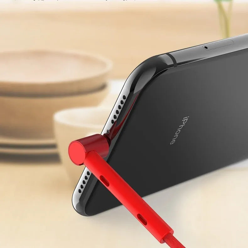 Creative mobile phone elbow charging cable with multiple interfaces in black for Apple iPhone