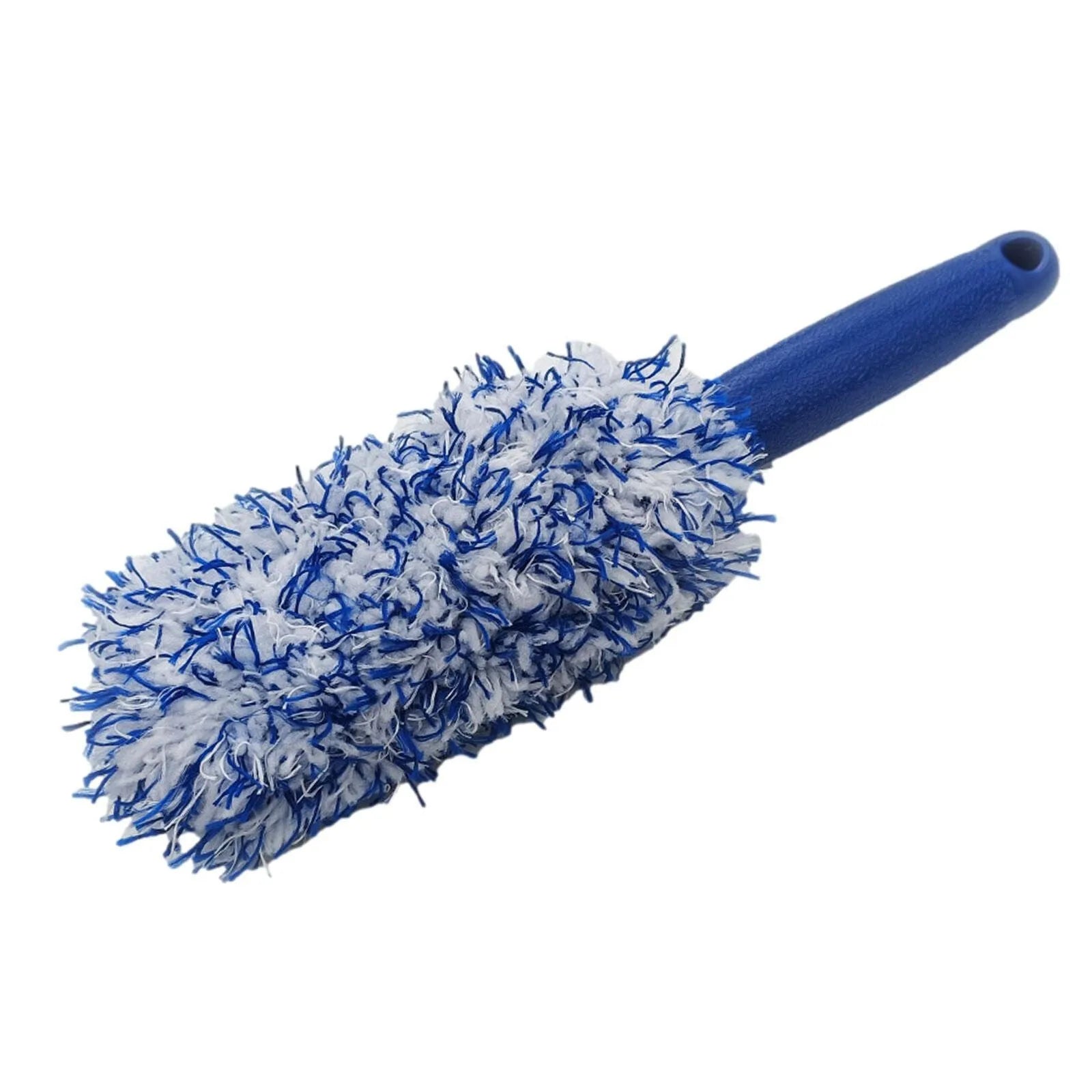 Long handled car wash brush with ultra-fine fibre head in blue colour for vehicle cleaning