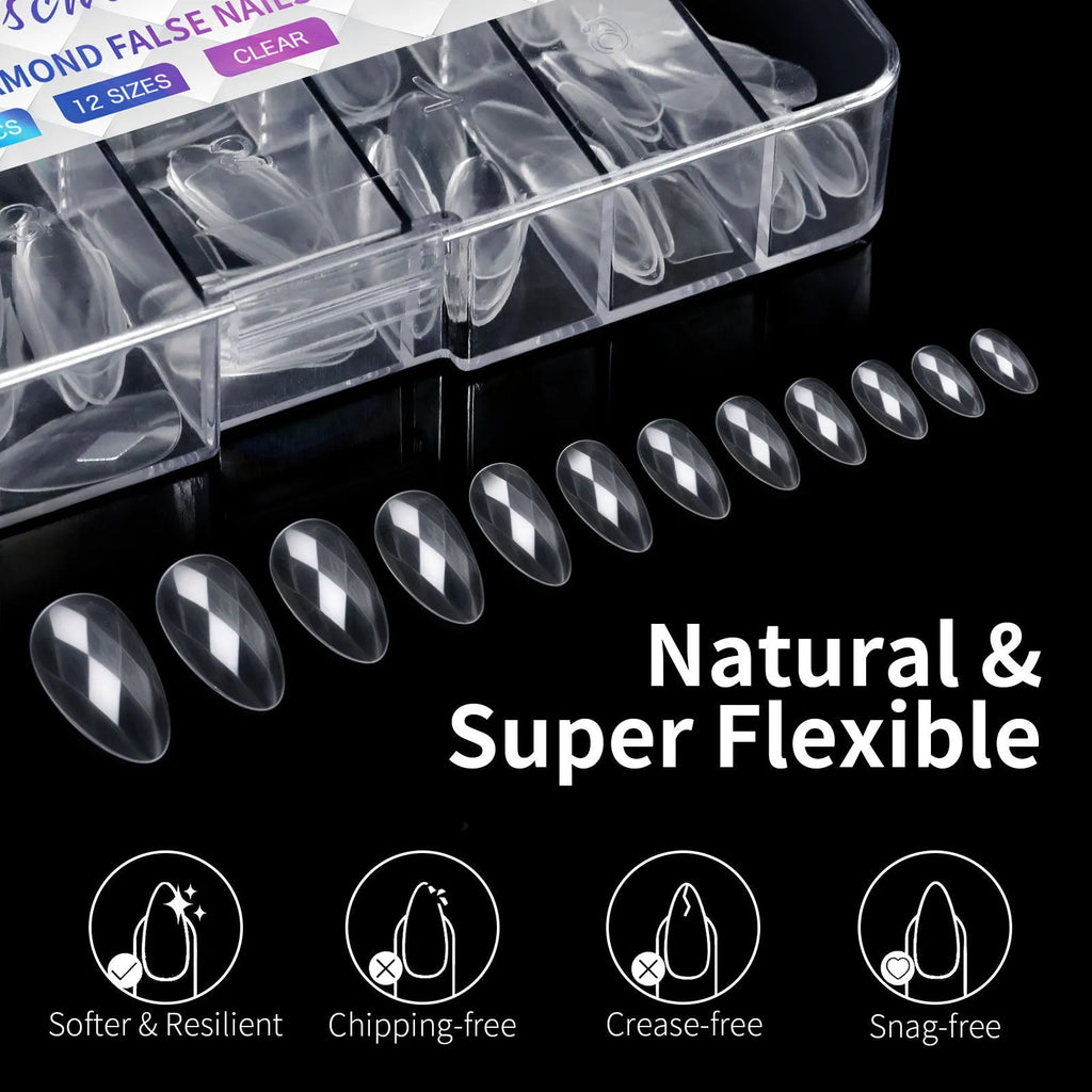 3D diamond pattern long nail tips in glitter colours for nail art enhancement