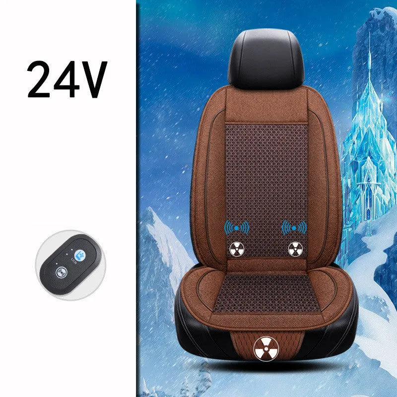 Car ventilation seat cushion with massage function in black colour showing 60x60cm dimensions