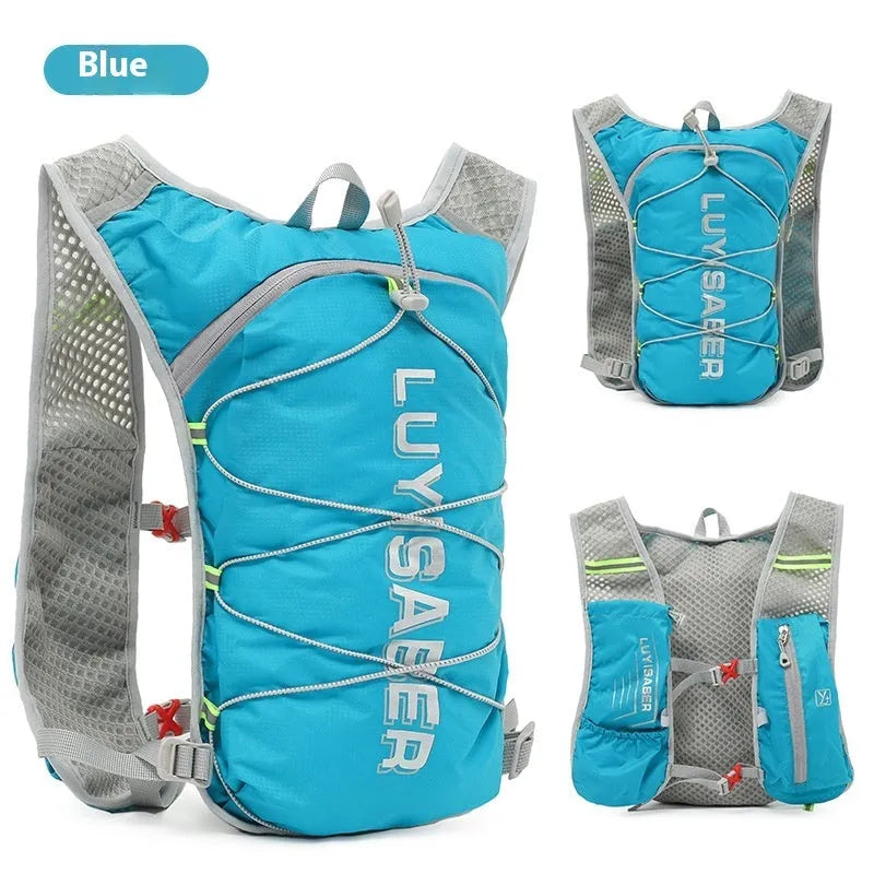 Solid colour nylon running backpack with reflective material, shown in one of six colours.