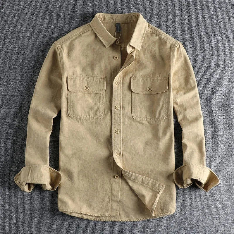 Design Sense men's loose fitting long sleeve cardigan style shirt in polyester fibre