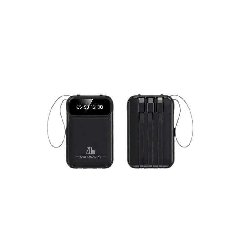 20000 MA mini power bank with colour screen in beige, plastic shell, compact 101.5x66x28mm size