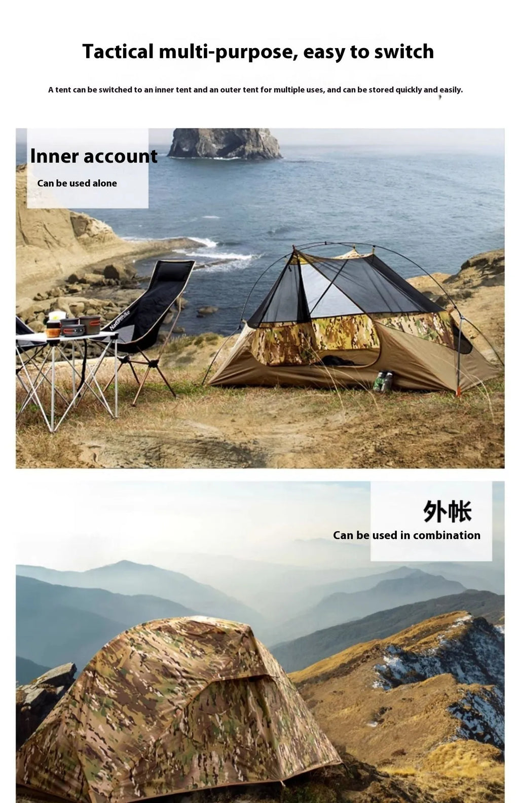 Single person soldier tent in camouflage design for outdoor camping