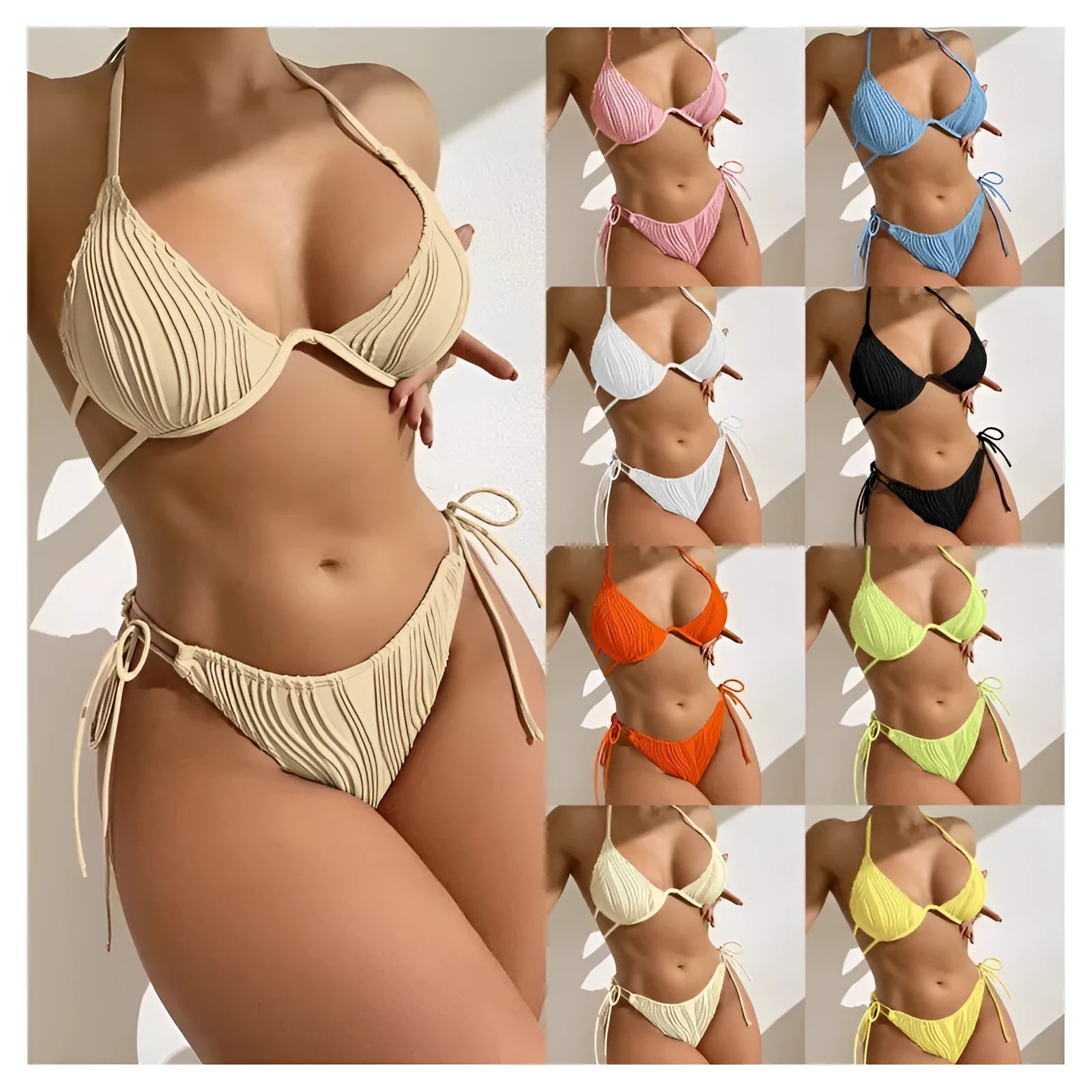Women's split sexy bikini swimsuit with steel bracket underwire in multiple colour options