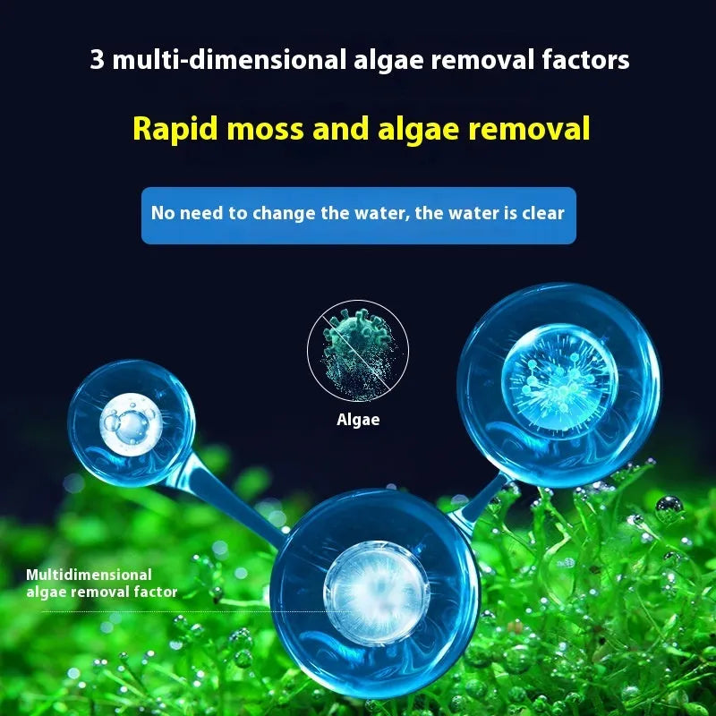 Bottle of concentrated liquid algaecide for fish tank and pond green algae control.