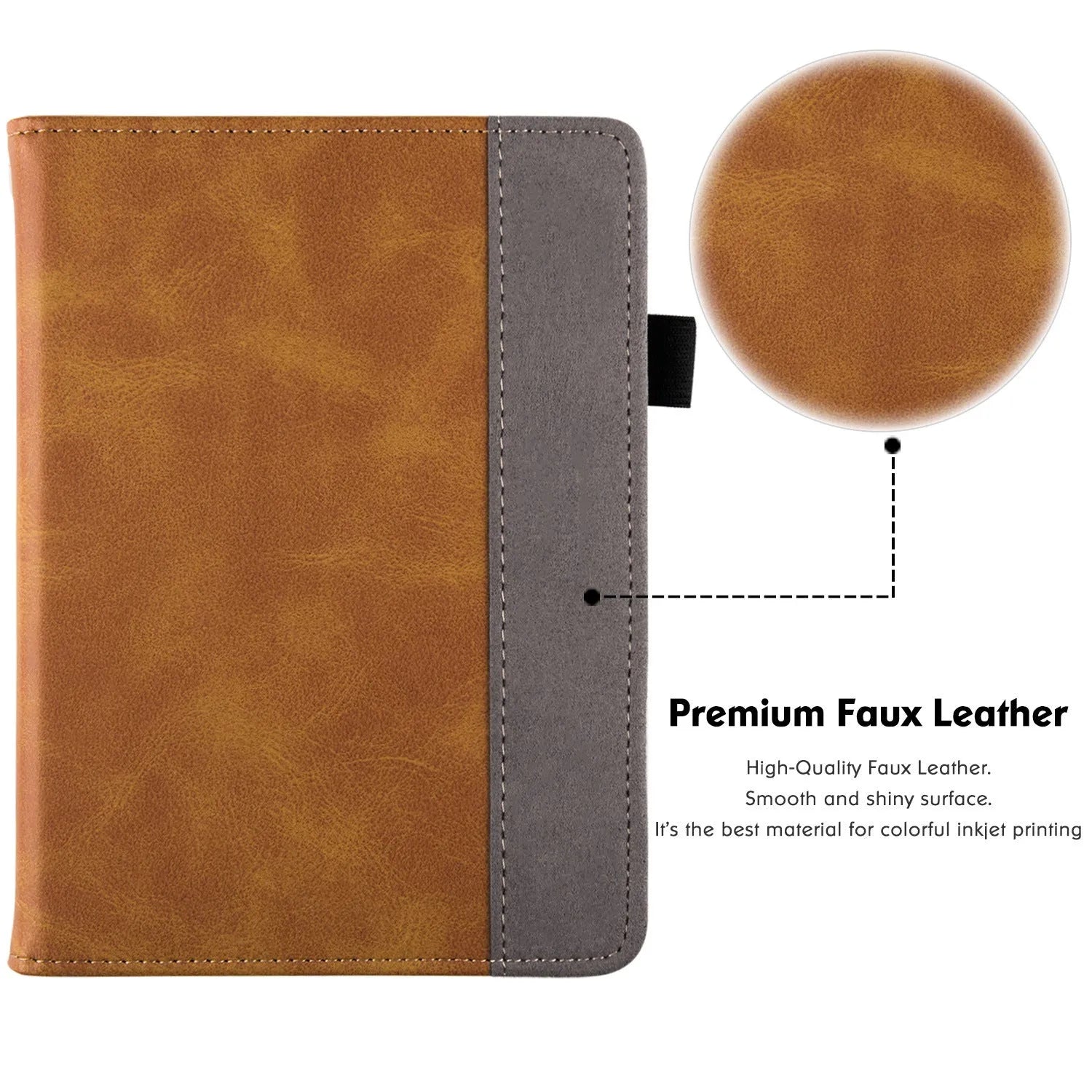 Calf leather Kindle Paperwhite11 case with wrist strap bracket and microfiber lining.