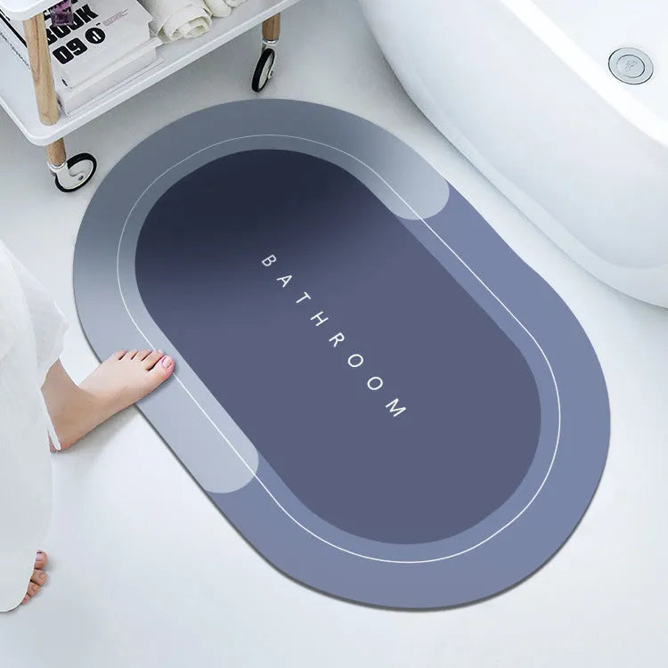Modern diatom mud floor mat with natural rubber base in blue colour option