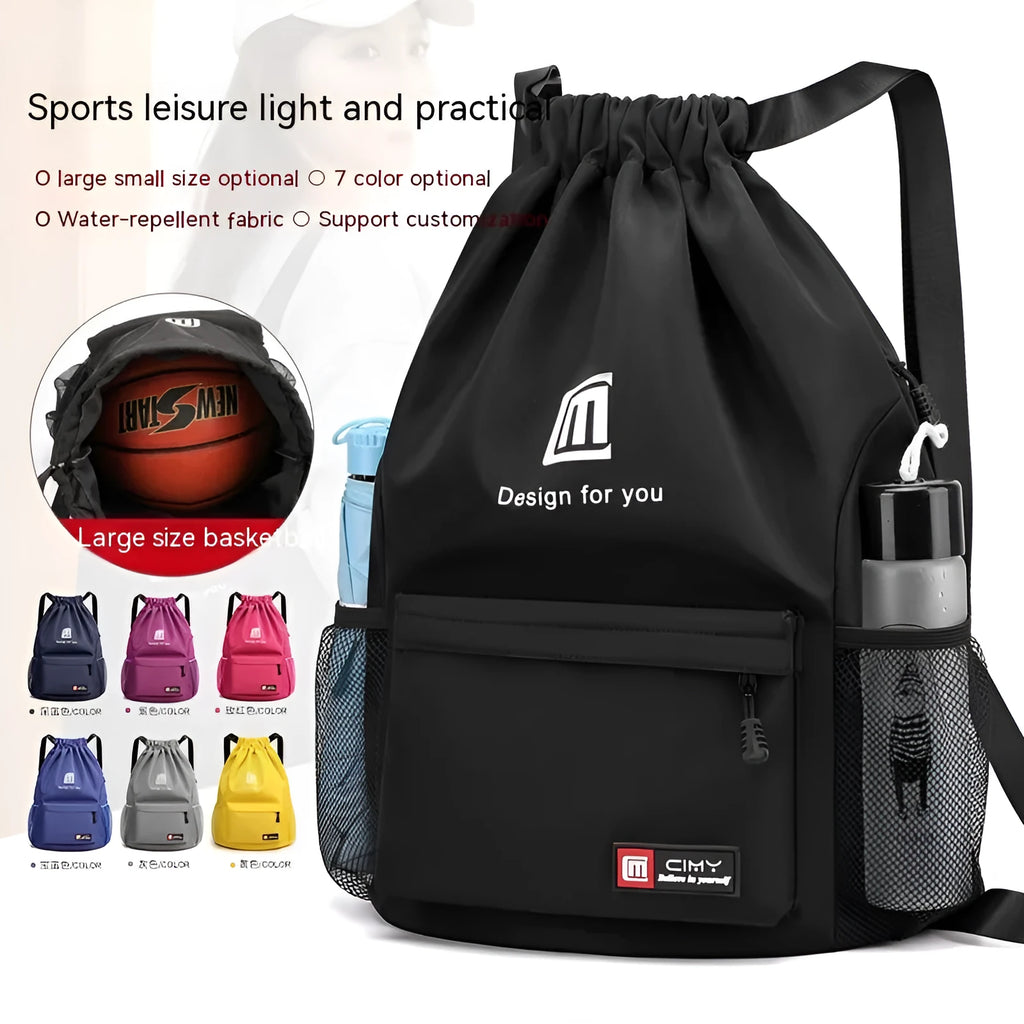Foldable Oxford cloth travel backpack with drawstring closure in multiple colour options