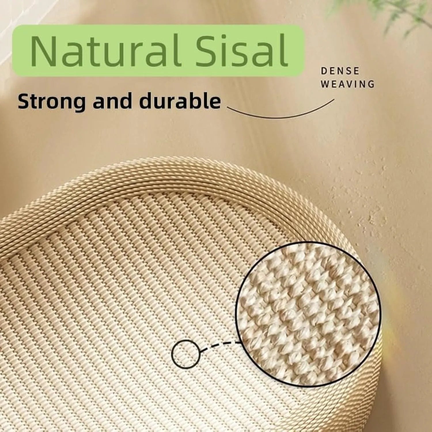 Large brown sisal cat scratching board with soft grey lounge platform