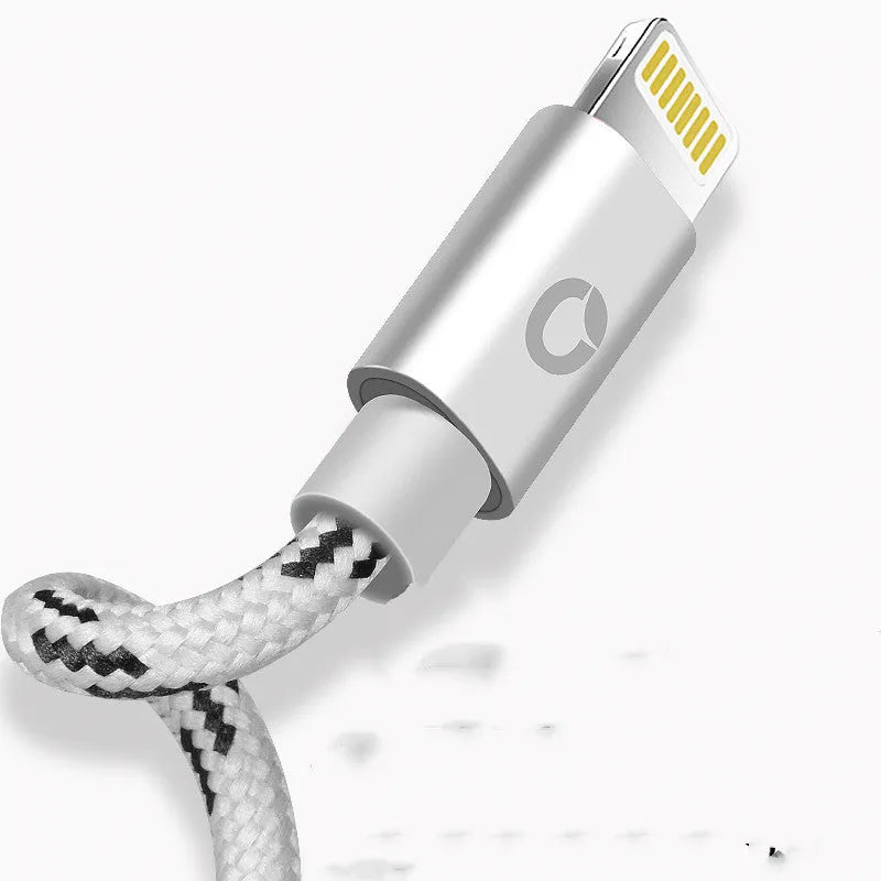MFI certified grey Apple Lightning charging cable showing one-metre length and connector.