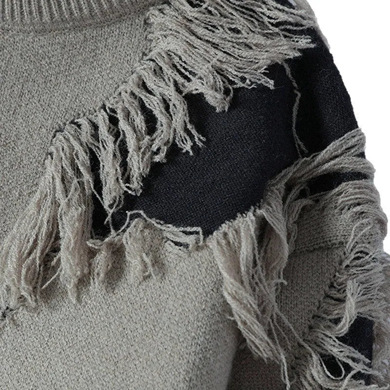 Fashion casual round neck loose men's sweater in green colour on a model