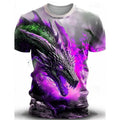 Men's short-sleeved black T-shirt featuring a large, detailed 3D wind dragon print on the front.