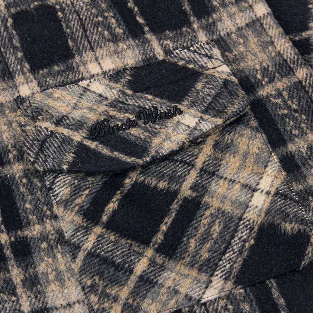 Men's retro plaid shirt in cotton blend available in black and red sizes M L XL