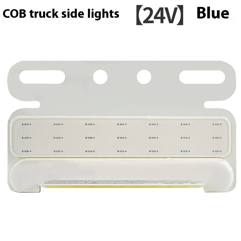 Waterproof aluminium COB LED truck side light for ground tyre illumination in multiple colours.