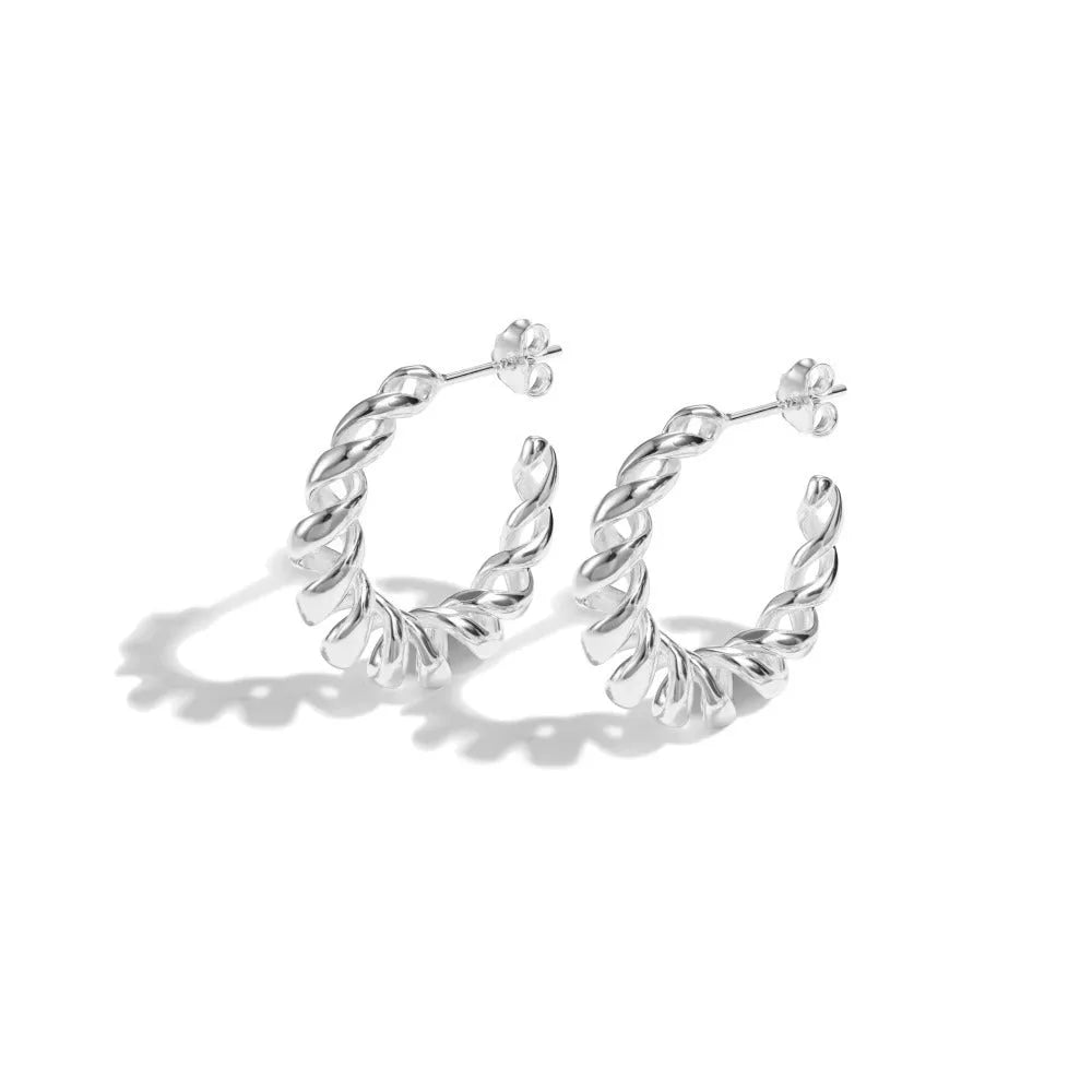 Argent Pur 925 sterling silver electroplated stud earrings for women, silver colour, simple style