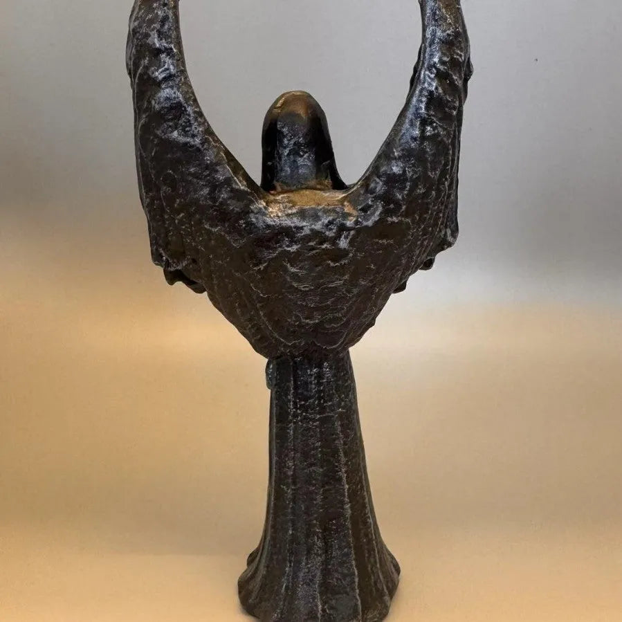 Dark Angel resin statue ornament with gothic design, 17cm tall on display shelf.