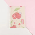 A5 and B5 animal design notebooks with hard covers in strawberry, orange, peach, cherry blossom, and whale patterns