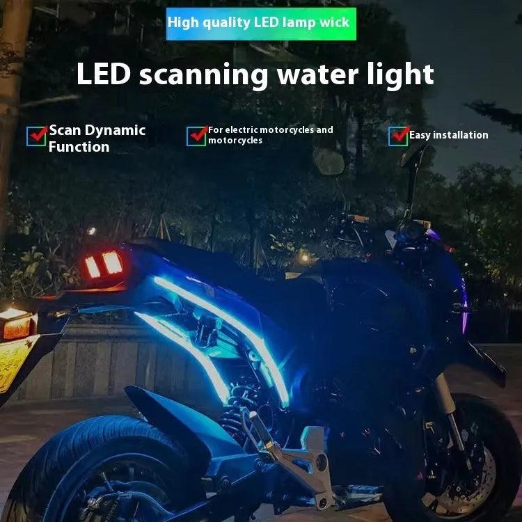 Motorcycle running water steering LED light strip in colour-changing options with 30cm, 45cm, and 60cm lengths