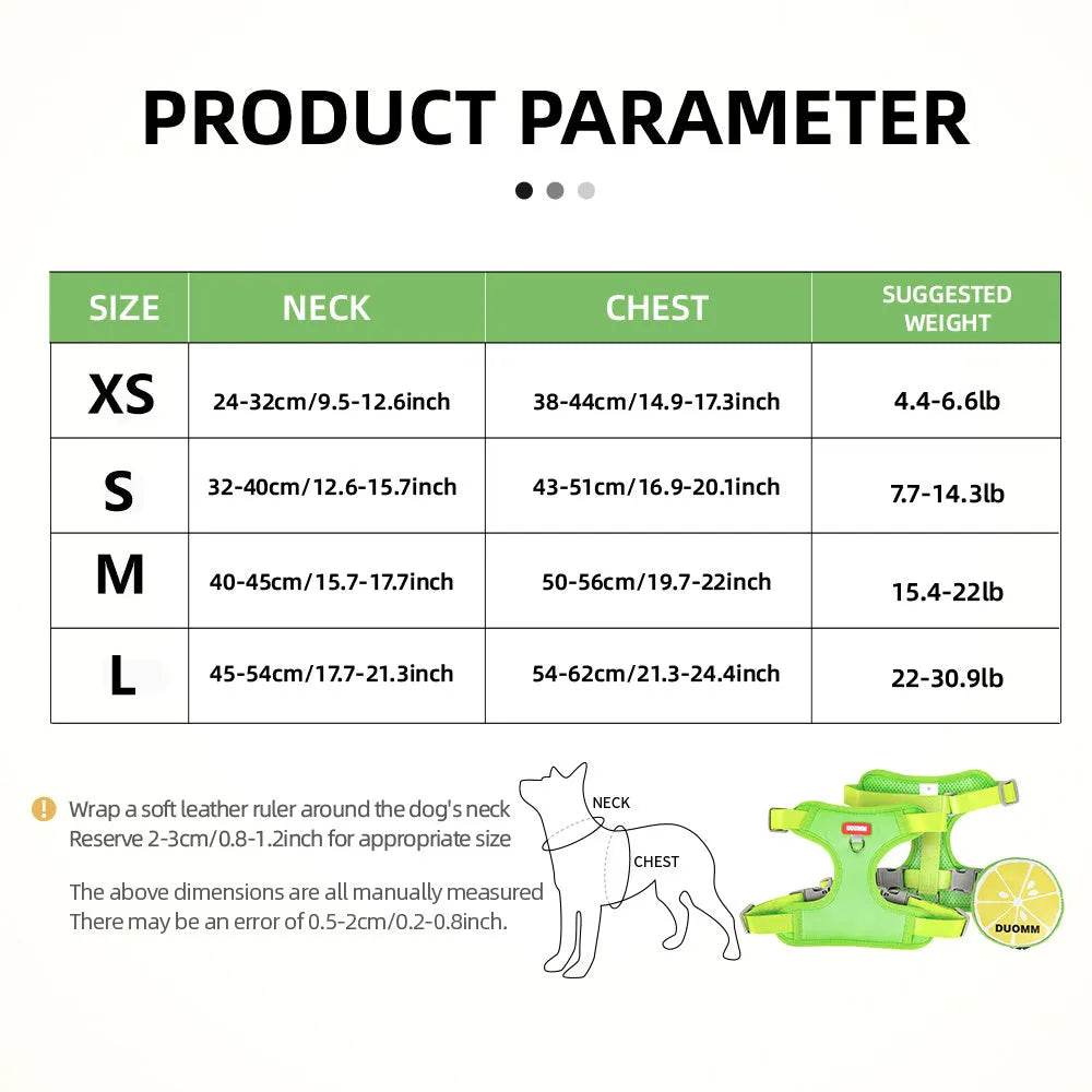 Green pet backpack and matching anti-slip chest strap set for a dog on a white background