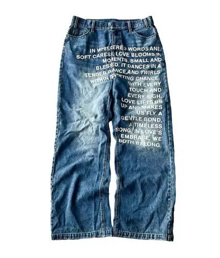 Men's black and blue loose wide-leg straight trousers with elastic waistband
